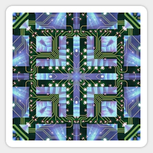 Circuitboard fire Kaleidoscope Pattern (Seamless) 14 Sticker